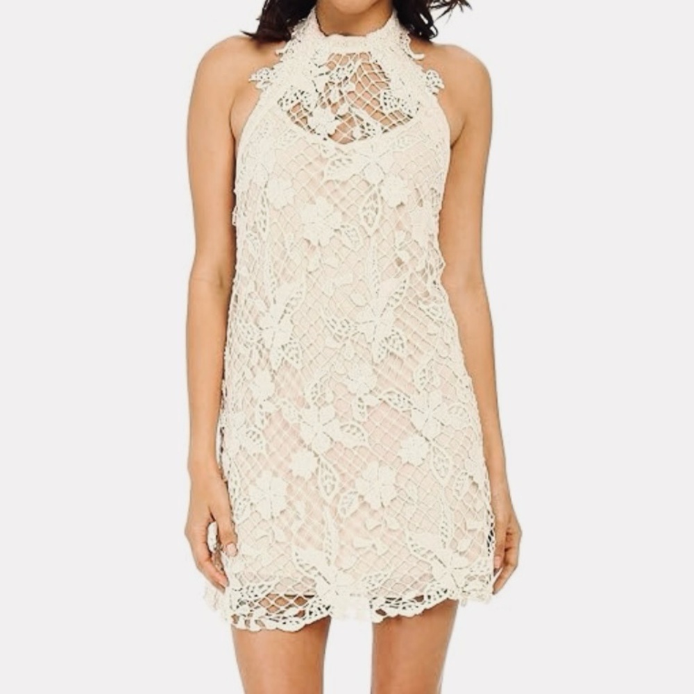 Free People Snowdrop Lace Overlay Trapeze Dress